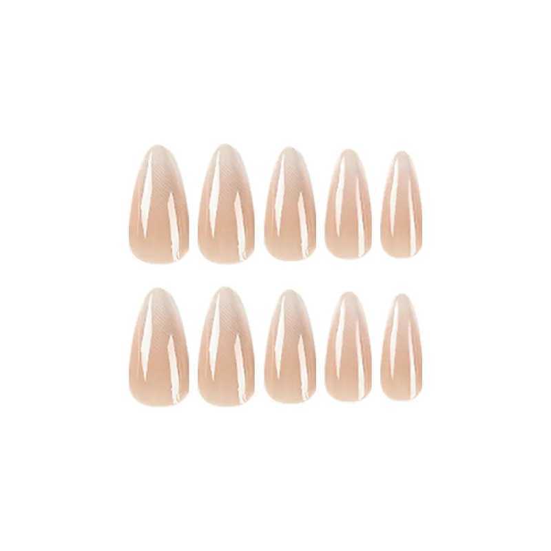 Simple Glossy White Nude Gradient Wearable Nail Tips Almond Shape Fake Nail Art Finished Full Cover False Nail Press on Nail BarW250120