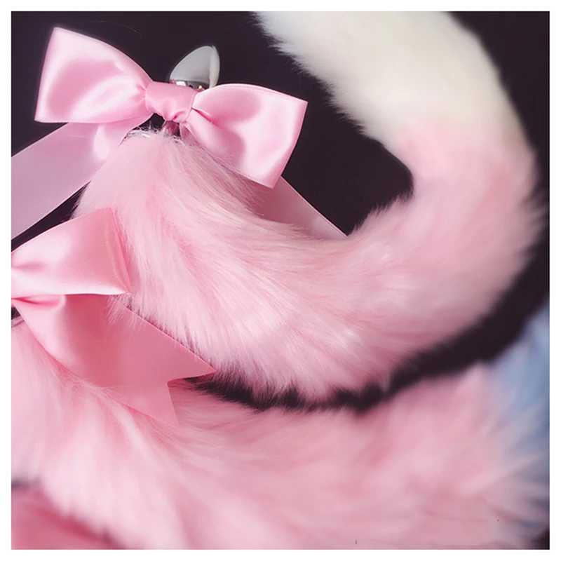 Fox Tail Bow Metal Butt Anal Plug Cute Bow-Knot Soft Cat Ears Headbands Erotic Cosplay Accessories Adult Sex Toys For CouplesXJ250121
