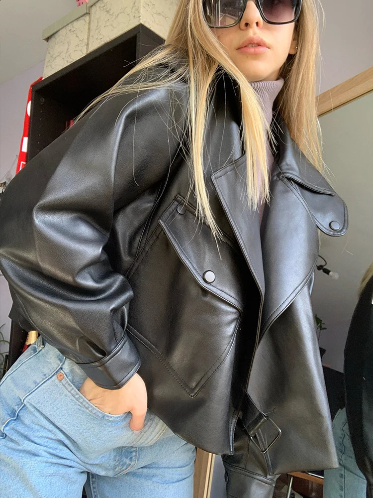 Ailegogo Arrival Winter Autumn Womens Leather Wallet Campera Chaqueta Cuero Mujer Modis Coat Women Veste Cuir De Couro 250122
