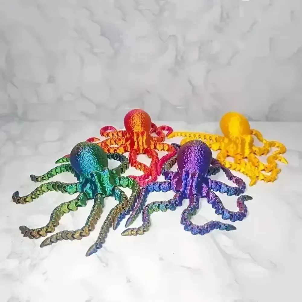 New 2025 3D Printed Figurine Flexible Joints Home Office Desktop Decor Ocean Animal Aquarium Fish Tank Octopus Ornaments Free shipping