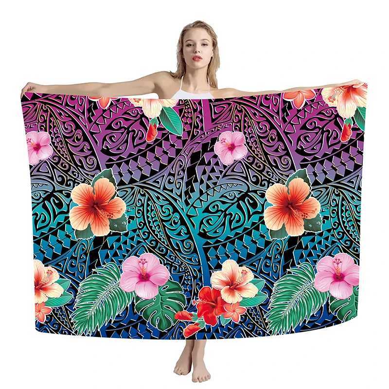 New Summer Haiian Beach Flower Sarong Floral Print Multi Wear Swimsuit Wr Large Size Island Sarong Cover Up For Women W250120