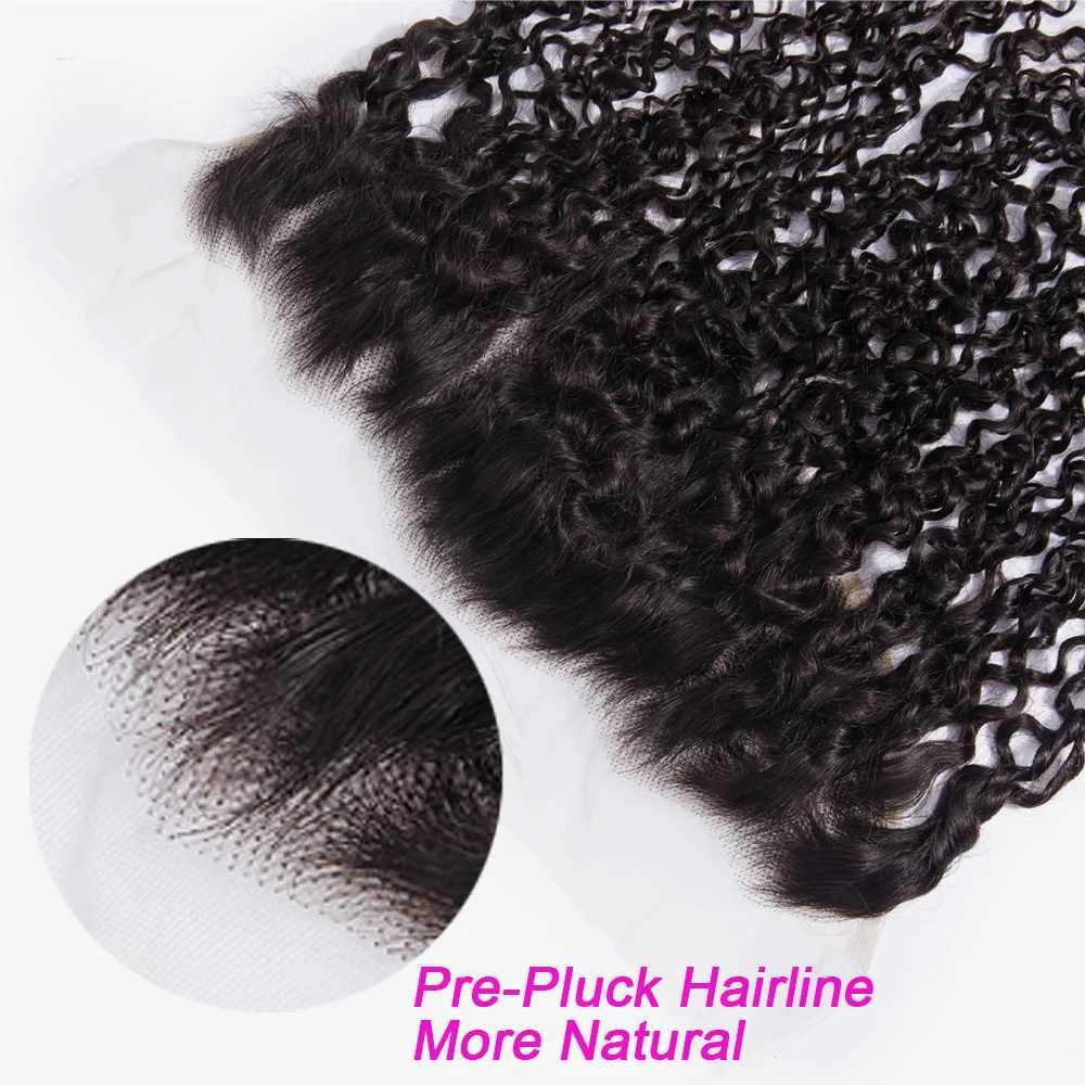 Brazilian 3B 3C Spirals Curly Bundles With Frontal 10A e Curl Virgin Human Hair Extension Kinky Curly Weave With CloXJ250120