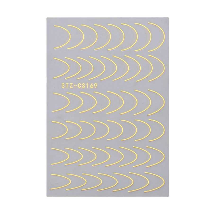4 Sheets Nail Stickers French Style Metallic Lines Easy to Apply Adhesive Nail Art DecalsXJ250120