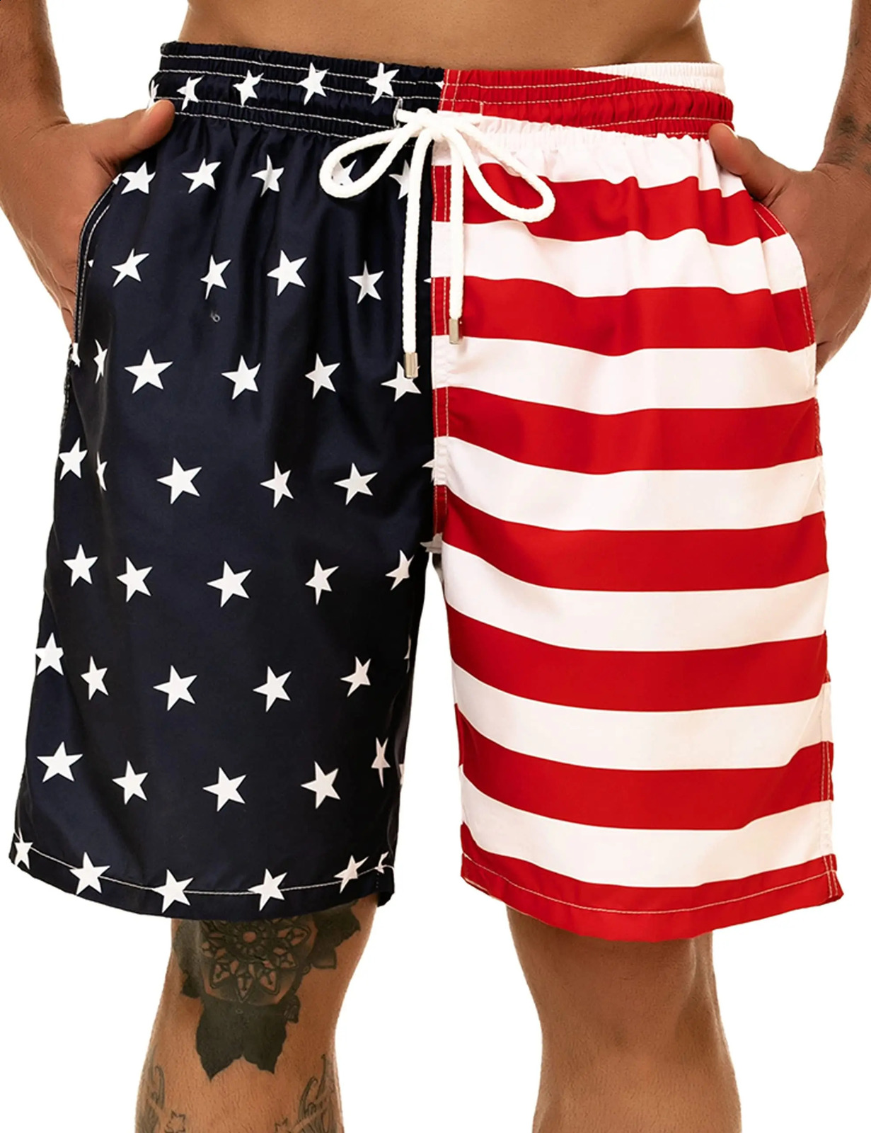 American Flag Swimwear Shorts Mens Beach Boy Breathable Surfing Board Short Quick Dry Swimsuit Summer Swim Trunks Stripe 250121