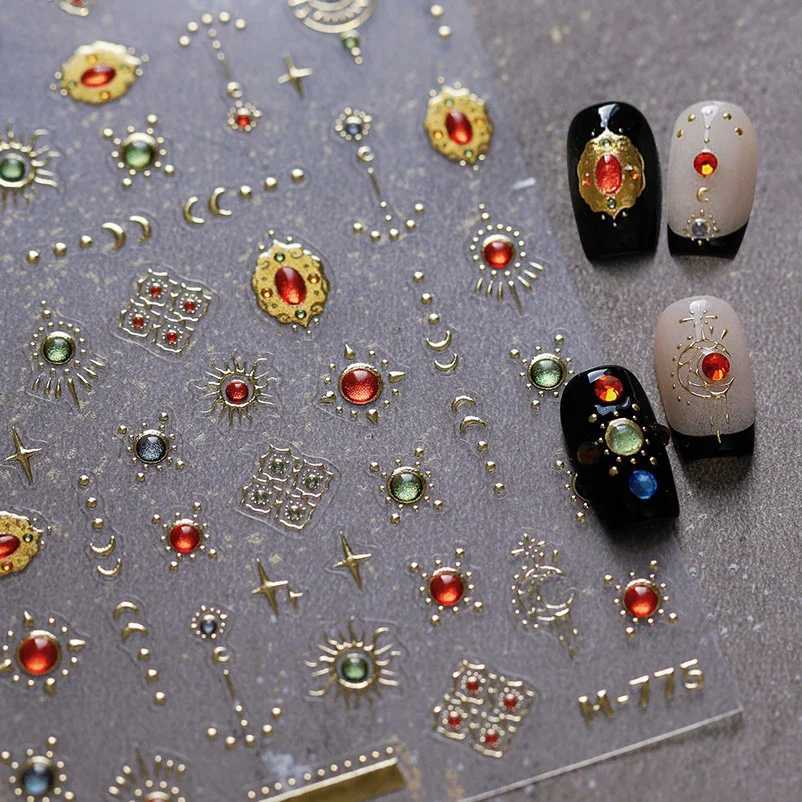 Traditional Chinese Gems Star Moon Red Love Heart Totem Starlight Rhinestone Punk Nail Art Sticker Charm DIY Manicure Tool DecalXJ250120