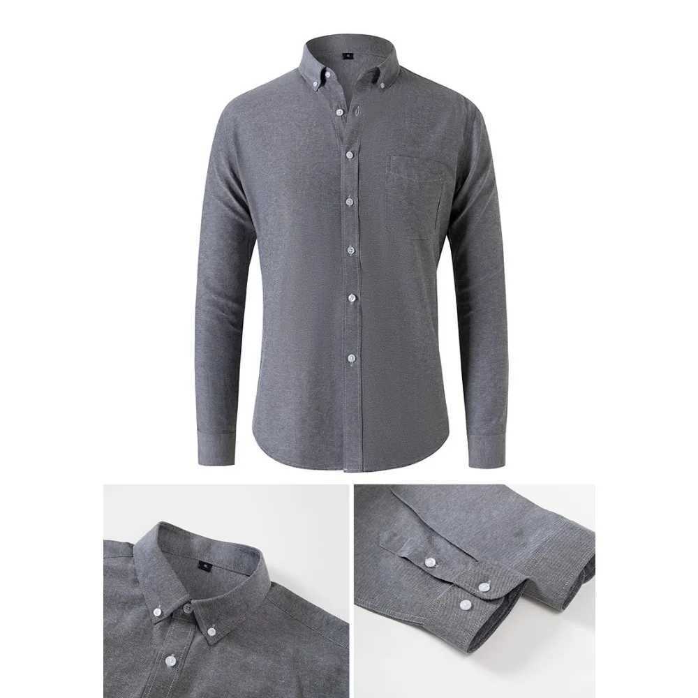 Oxford Shirts for Men Spring Autumn Formal Japanese Style Mens Long-sleeved Shirt Casual Men Shirts Solid ColorXJ250121