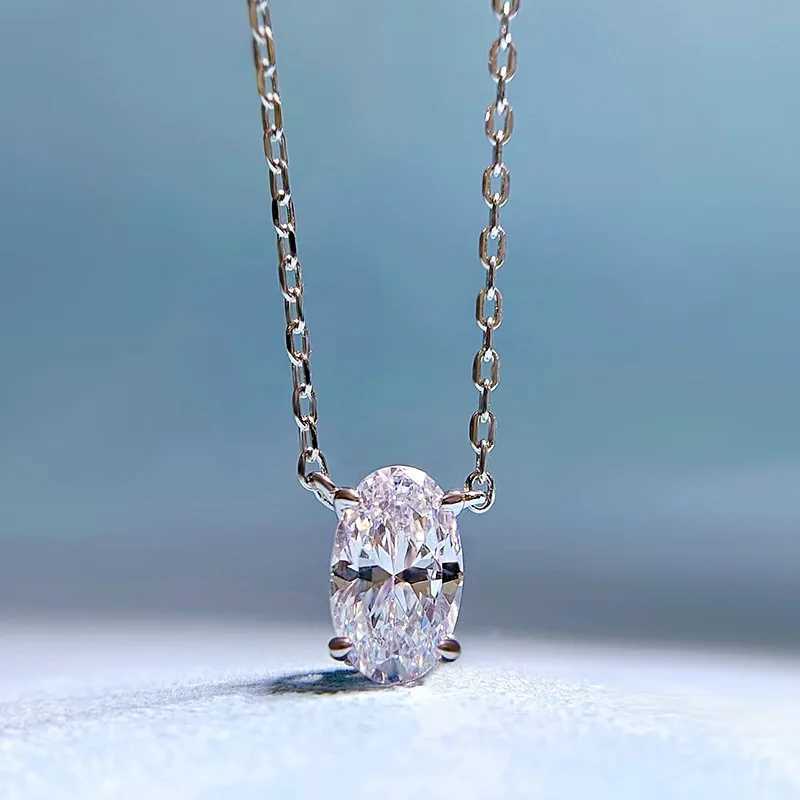 PANSYSEN Luxury 925 Sterling Silver Oval Cut High Caon Diamond Pendant Necklace 18K White Gold Plated Fine Jewelry WholesaleXJ250114