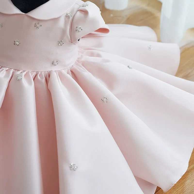 Baby Girls First Birthday Party Pink Dresses For Children Princess Ball Gown Infant Big Bow Dress Toddler Girl Baptism Dresses X250203