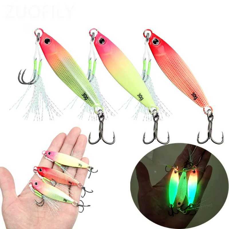 2025 New Far Throw Luminous Iron Plate Lures Double Hook JIG 7g-30g Sea Fishing Spanish Mackerel Shore Casting Glow Metal BaitsXJ250122
