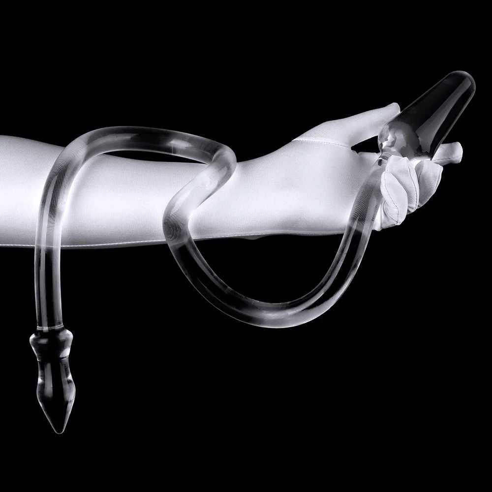 90cm Super Long Dual Head Anal Plug Soft Clear Luminous Dildo Prostate Massager Anus Masturbators Dilator Sex Toys for Men WomenXJ250121