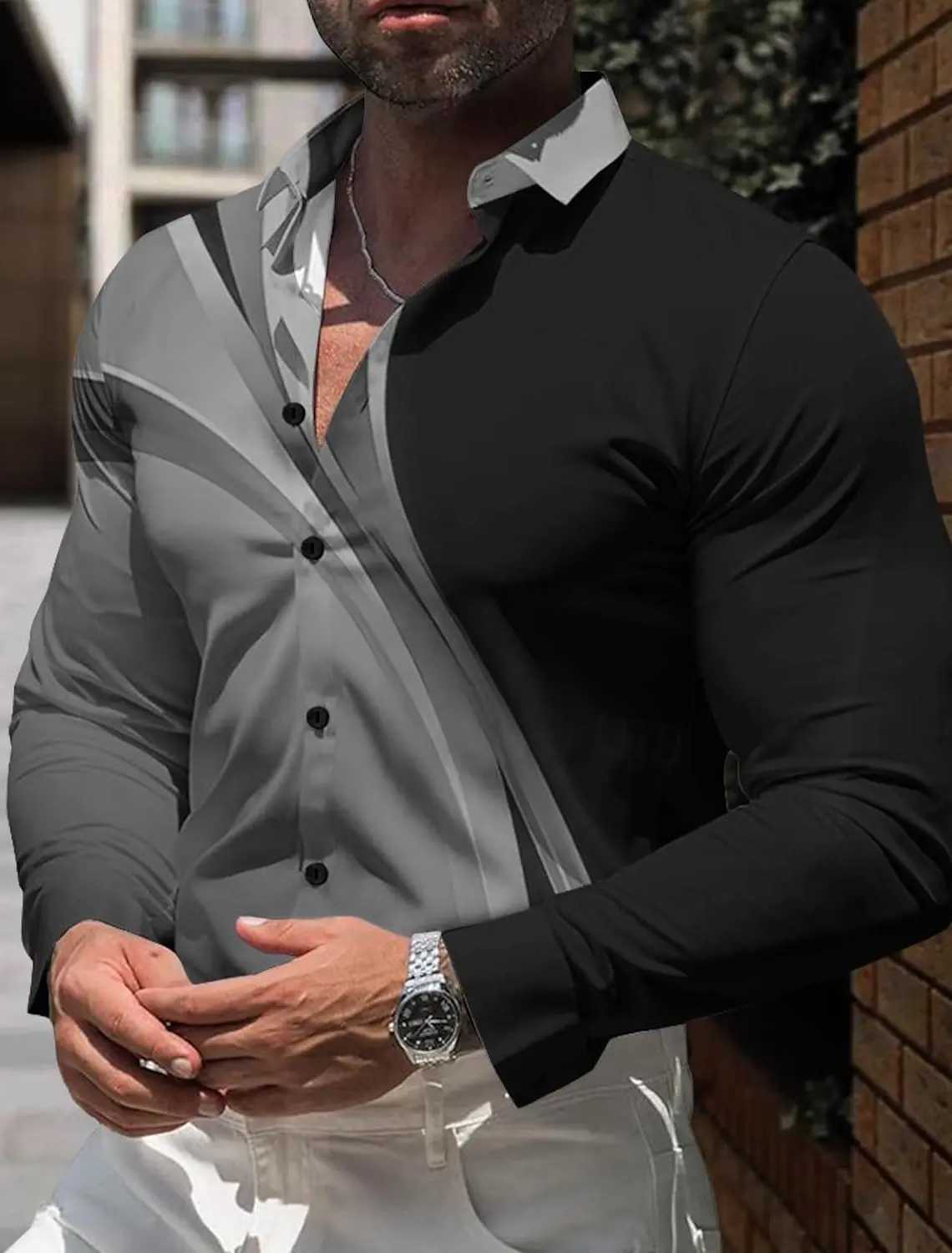 Striped Business Casual Mens Shirts Formal Shirts Button Down Shirts Long Sleeve Party Evening Wear DailyXJ250121
