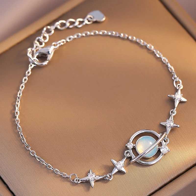 Korean Elegant Opal Space Star Bracelet For Women Ins Delicate Zircon Starlight Bracelet Girls Sliver Chains Bangle Jewelry Gift W250121