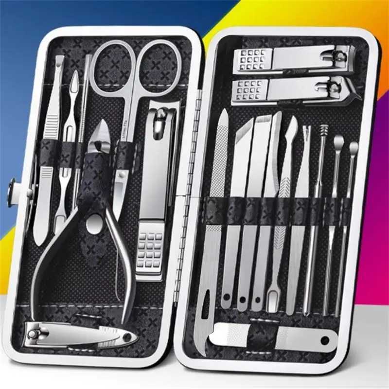 19pcs Nail Clippers Set Nail Clippers Pedicure Tool Ear Scooper Hawksbill Nail Furrow Clippers Beveled Pedicure KnifeXJ250116