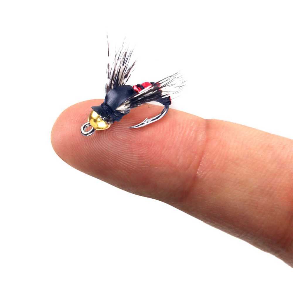 40PCS #14 Hot Sale Brass Bead Head Fast Sinking Nymph Scud Fly Bug Worm Trout Fishing Flies Artificial Insect Fishing Bait LureXJ250122