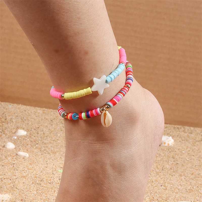 Fashion Colorful Beaded Anklets for Women Summer Beach Star Shell Ankle Bracelet Foot Leg Chain Girls Holiday Jewelry GiftsXJ250121