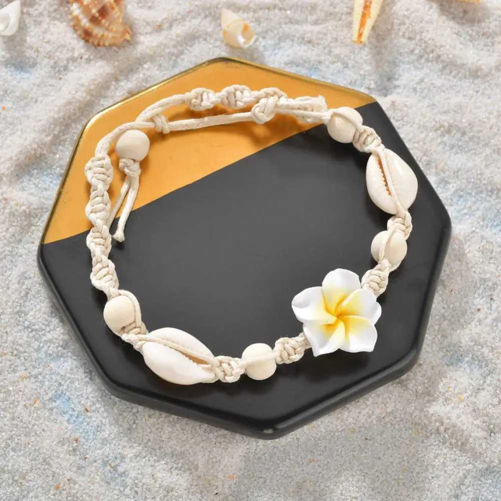 Women Anklets Clay Shell Frangipani Anklets Bohemian Flower Sea Shell Beads Anklet Foot Chain Women Barefoot Ankle BraceletXJ250121