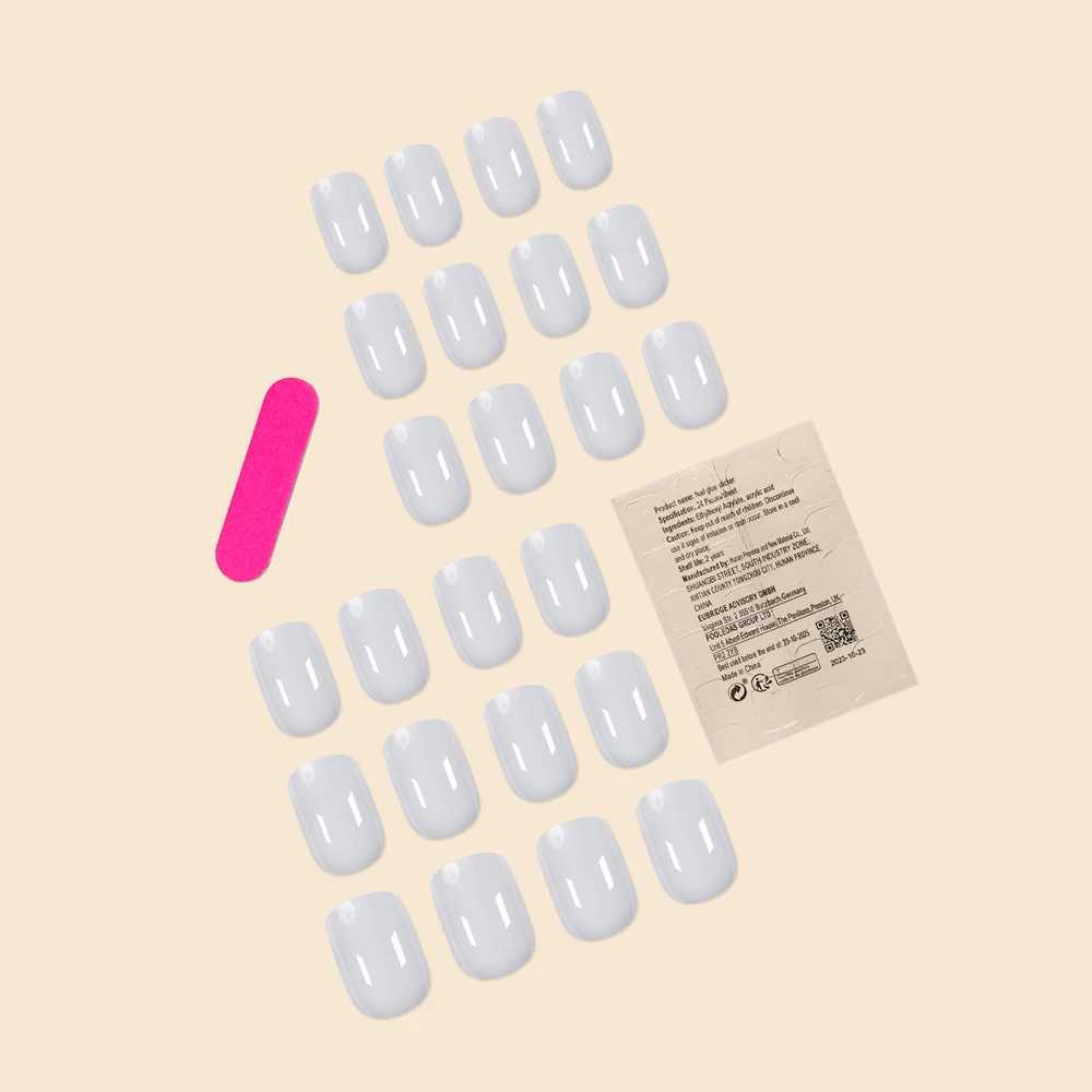 24Pcs/Set Women Girls Short French Milky Gray Trendy Versatile Full Coverage Wearable Fake Nail Press on Nail ArtW250120