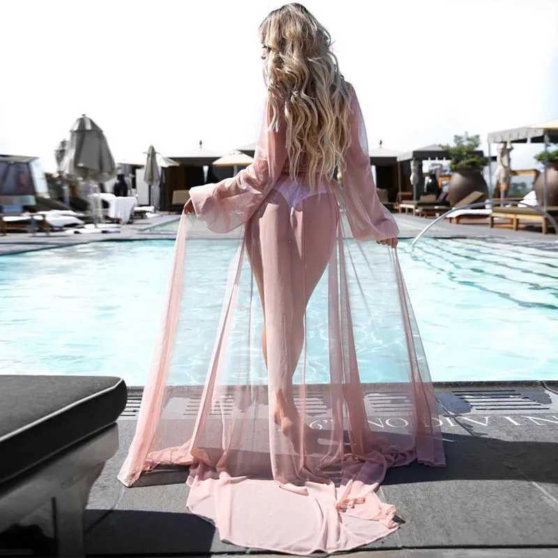 2023 Summer Beach Cover Up Women Beach Dr Solid Bikini Cover Up Swimwear Women Robe De Plage Beach Wear Cardigan Bathing Suit W250120