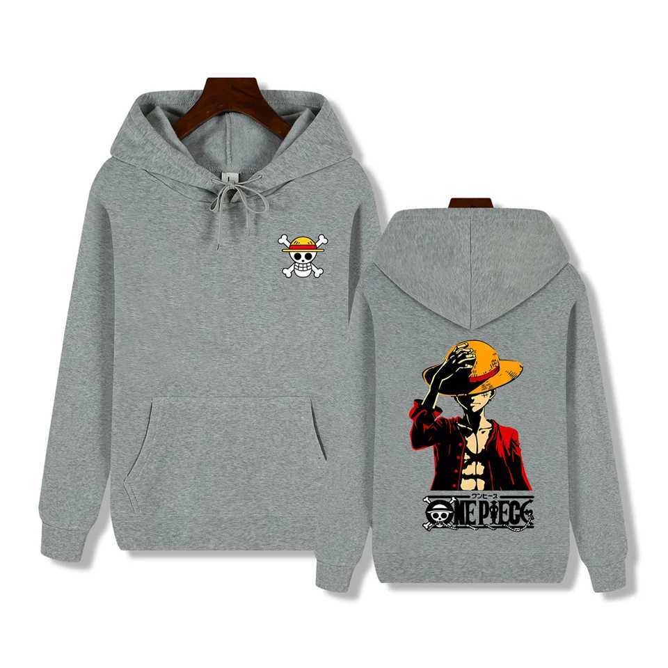 Mens high-end quality hoodie One Piece Luffy print autumn and winter thick warm basic simple jacketXJ2500118