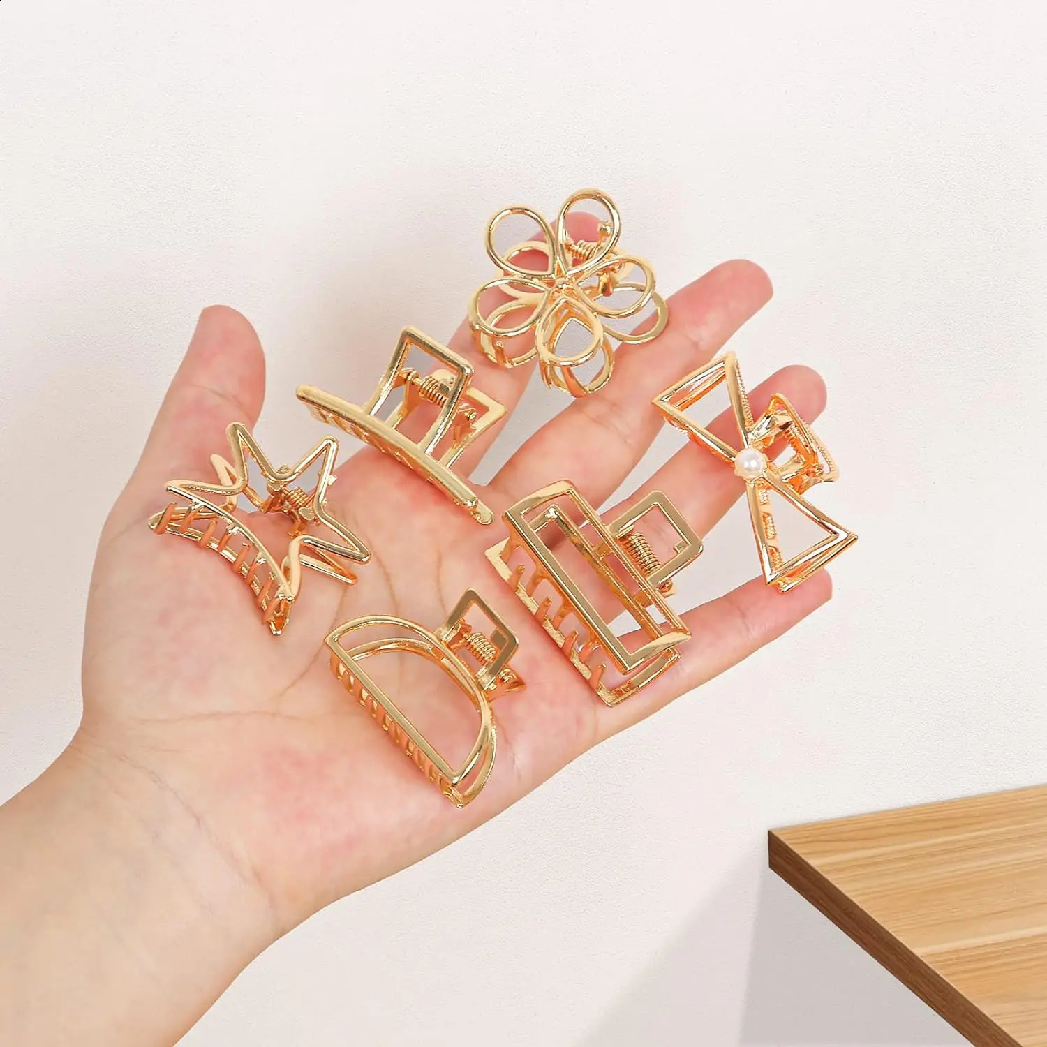 10 Pack Small Gold Hair Claw Clips for Women Thick Thin Hair Mini Metal Hair Clips Accessories Office Lady Girl Casual Elegant 250120