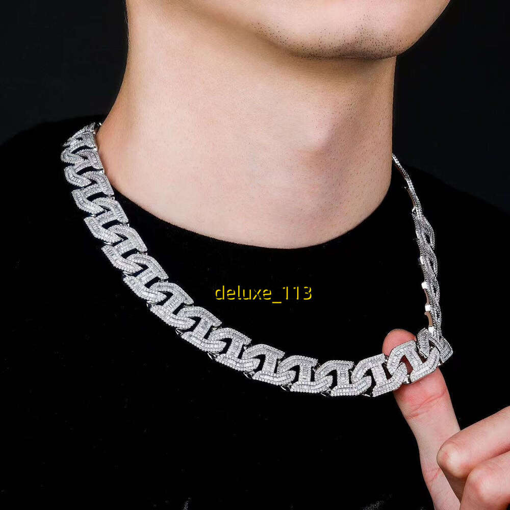 Hip Hop Bg Men Women Jewelry 15mm Brass Moissanite Dia Iced Out Cuban k Chain Necklace Bulk Order