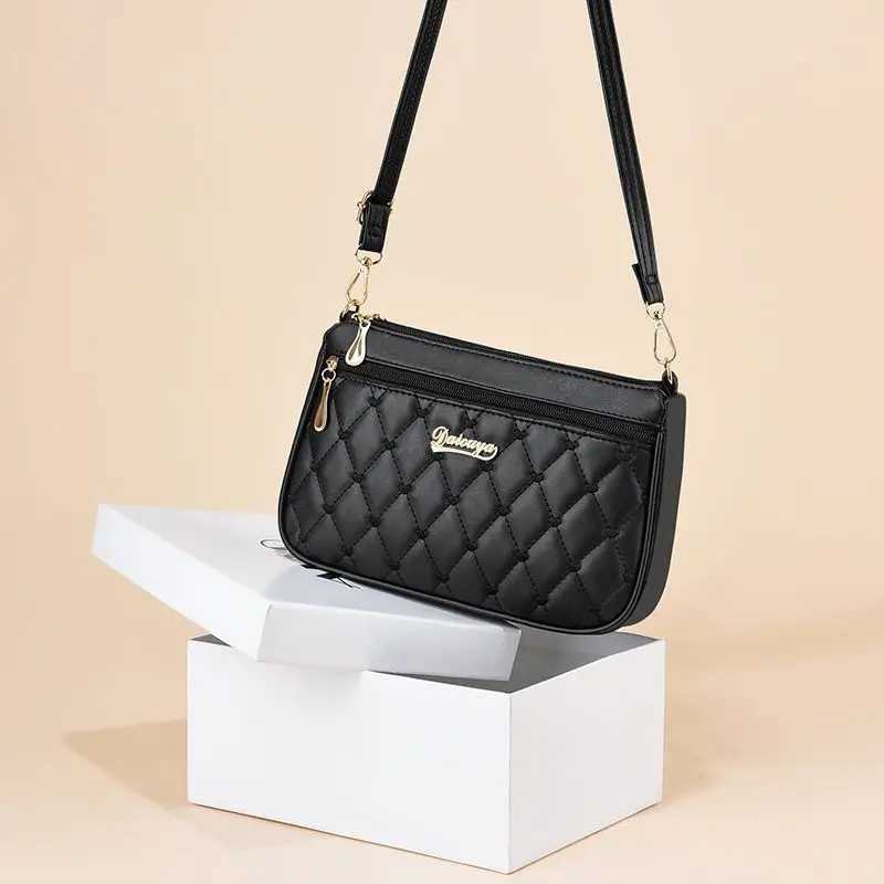 PU Leather Crossbody Bags Zipper New Fi Shoulder Bag for Women Large Capacity Embroidery Thread Small Purse and HandbagsXJ250121