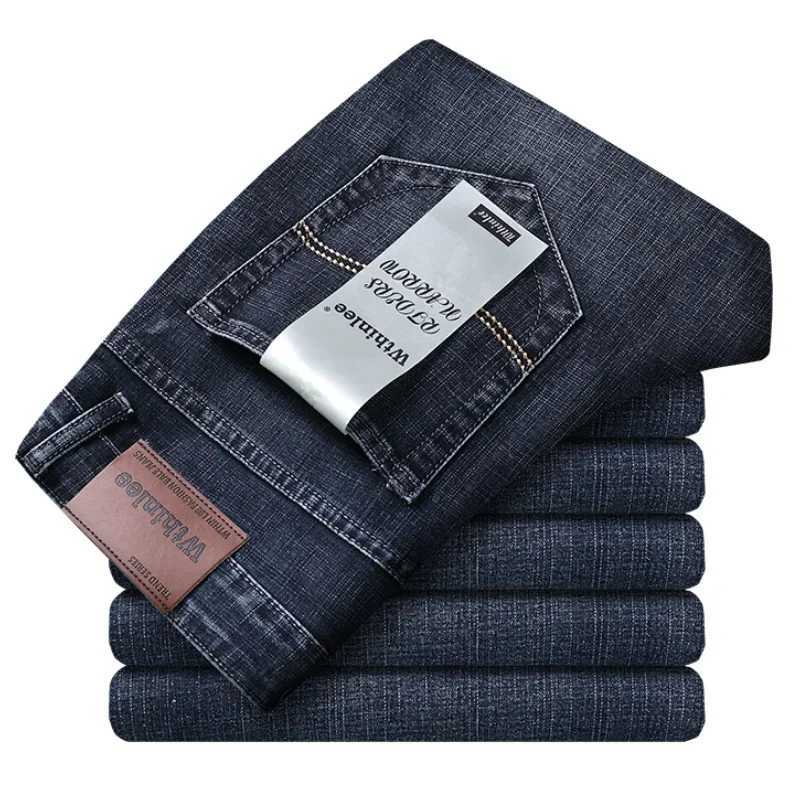 New Business Mens Jeans Casual Straight Stretch Fashion Classic Blue Black Work Denim Trousers Male Brand Clothing W250118