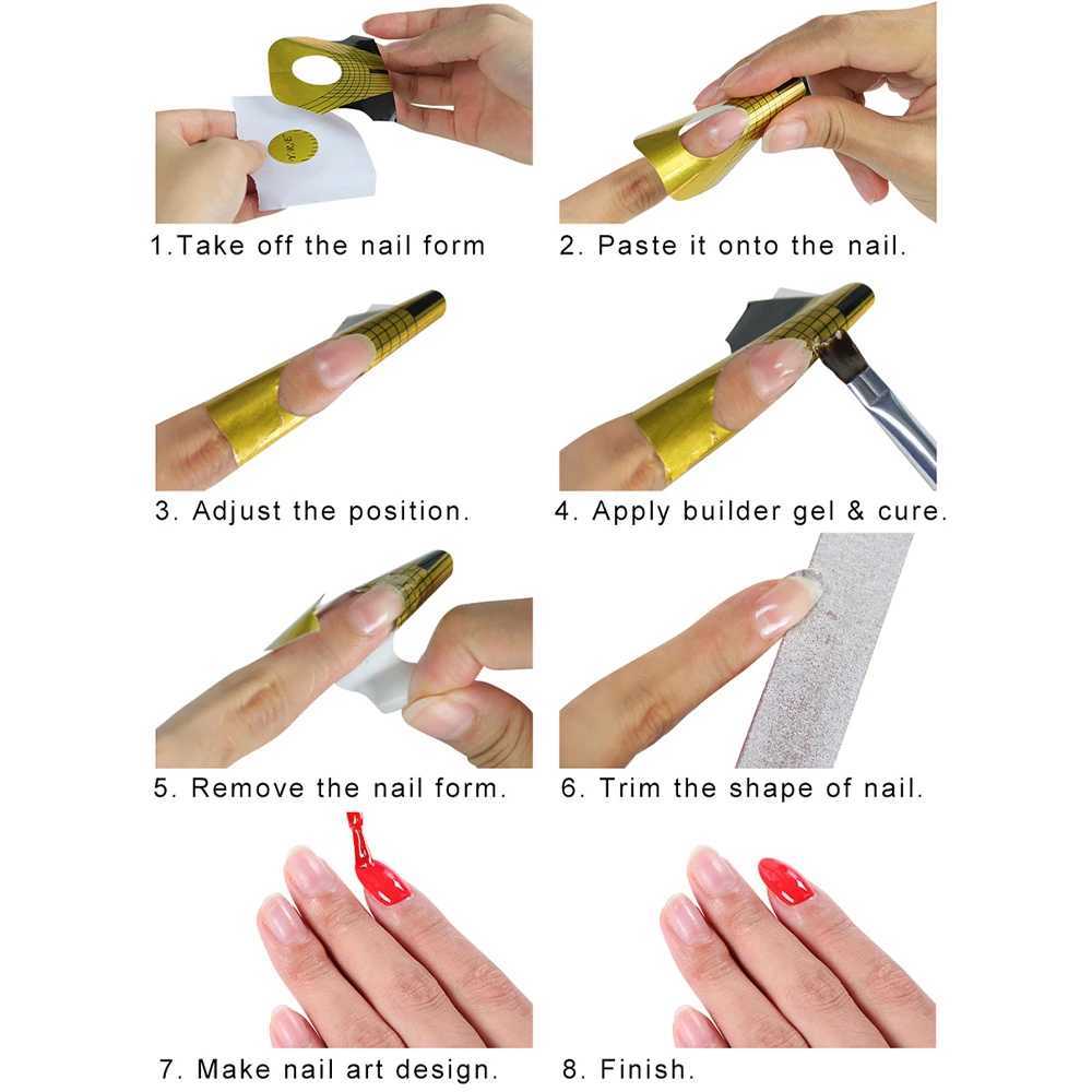 100Pcs French Nail Form Tips Acrylic UV Gel Extension Curl Form Building Gel Sticker Art Manicure StencilXJ250120
