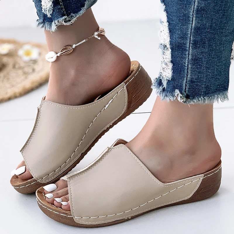 Women Shoes Sandals Summer Party Walking Shoes Slip On Sandals Ladies Wedge Shoes Woman Casual Female Footwear Slippers Woman 250113