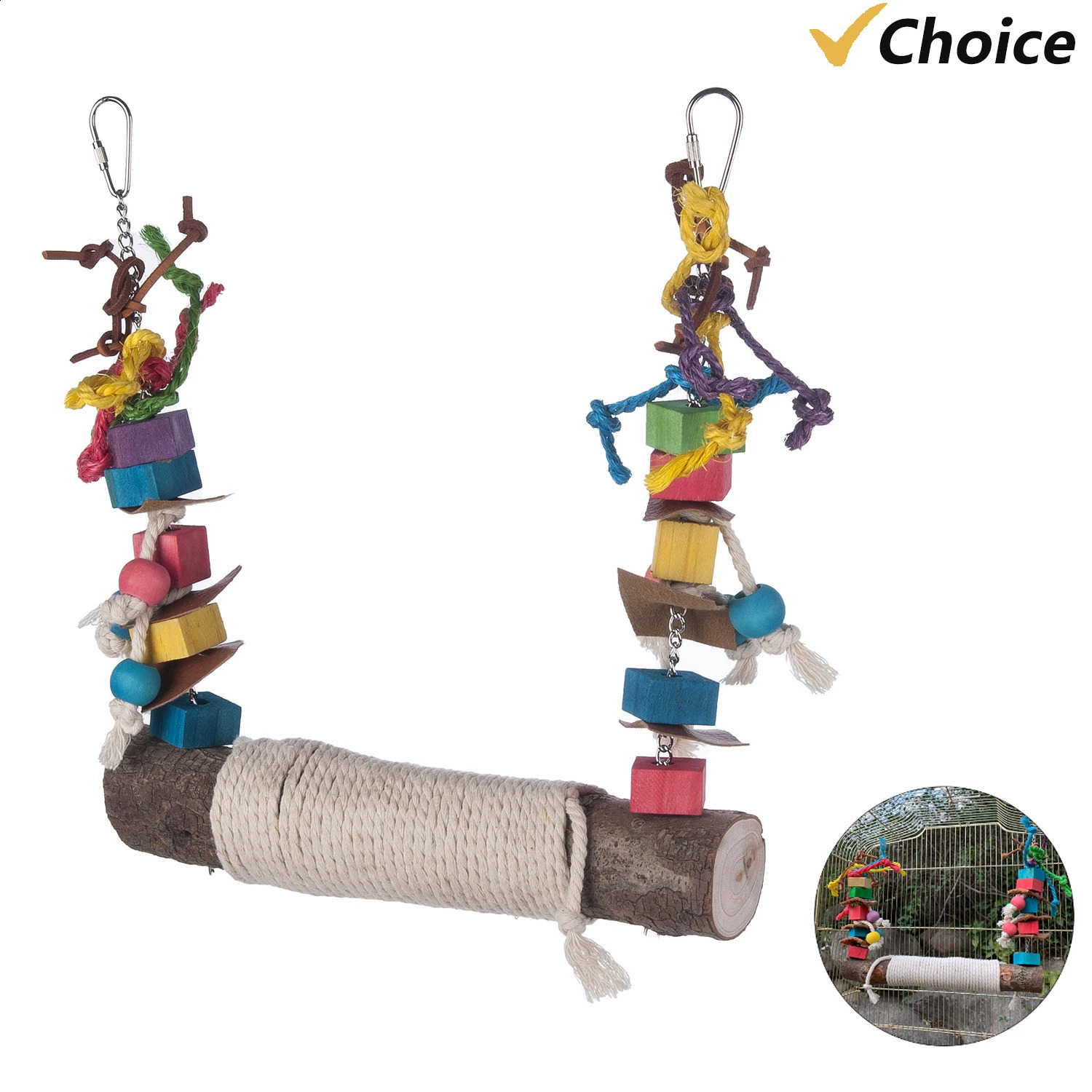 Bird Swing Perch for Birds Chewing Toy Parrot Chew Toy Bird Cage Hanging Training Toy Accessories for Large Medium Birds 250121