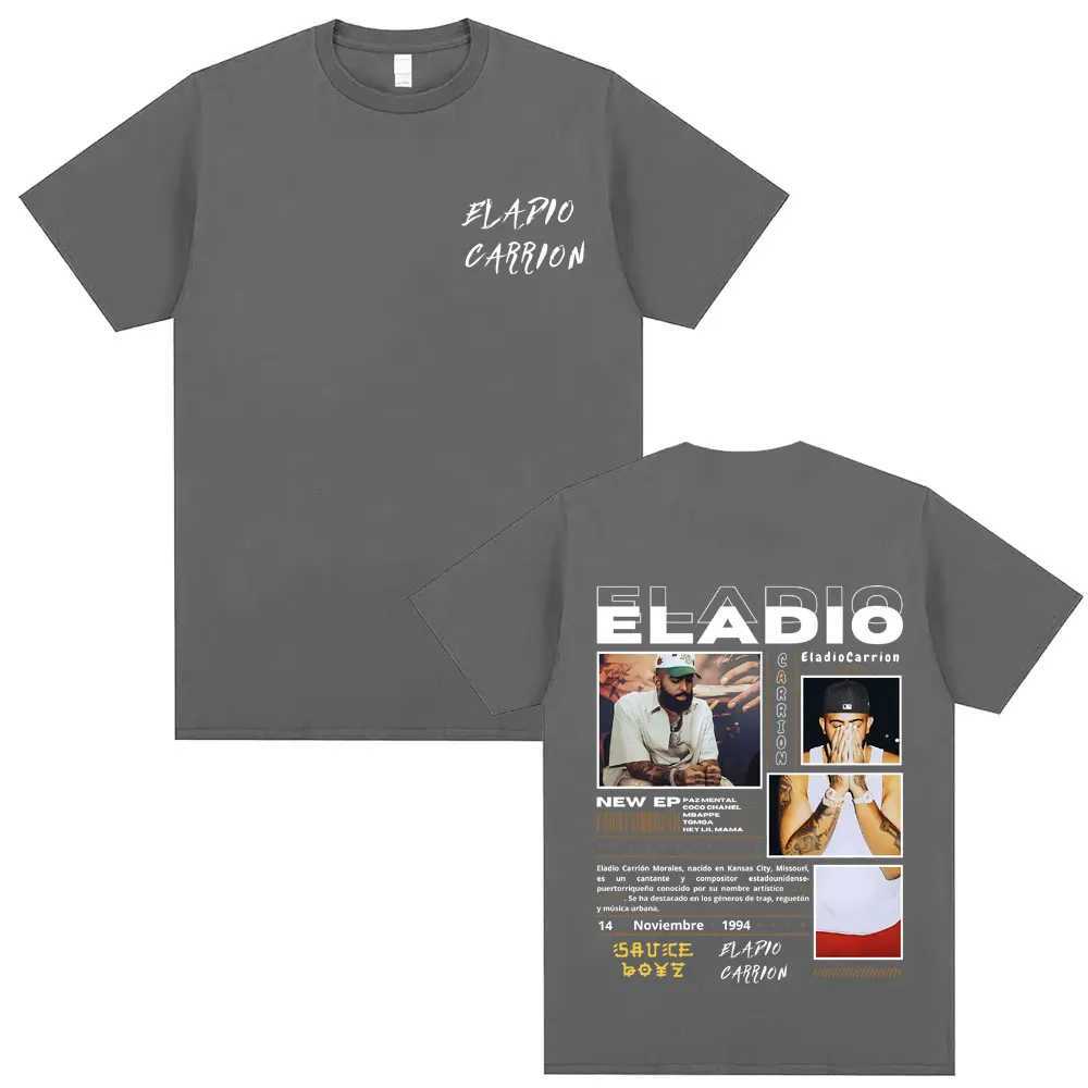 Rapper Eladio Carrion Double Sided Print T-shirt Men Women Fashion Oversized Streetwear Male Vintage Casual Pure Cotton T Shirts X250203