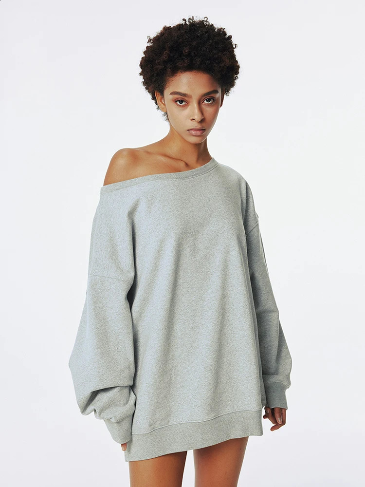 Autumn Women Sweatshirt Harajuku Retro Tops Y2k Pullover Loose Off Shoulder Hoodies Fashion Streetwear 250109