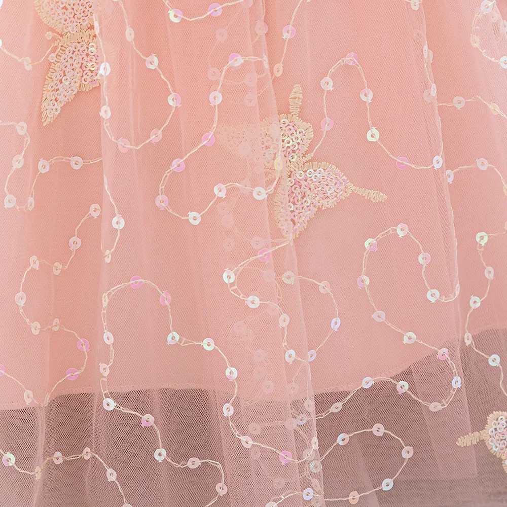 Summer sequin butterfly baby dress sheer 1 birthday baptismal princess wedding childrens party dress girl formal evening dress X250203
