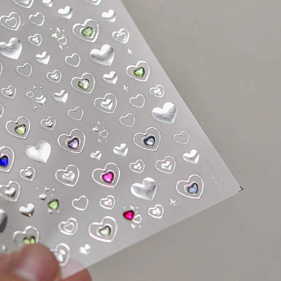 1 piece 5D color crystal star nail stickers high quality love shiny silver hollow smear rainbow flower jelly design nail stickerXJ250120