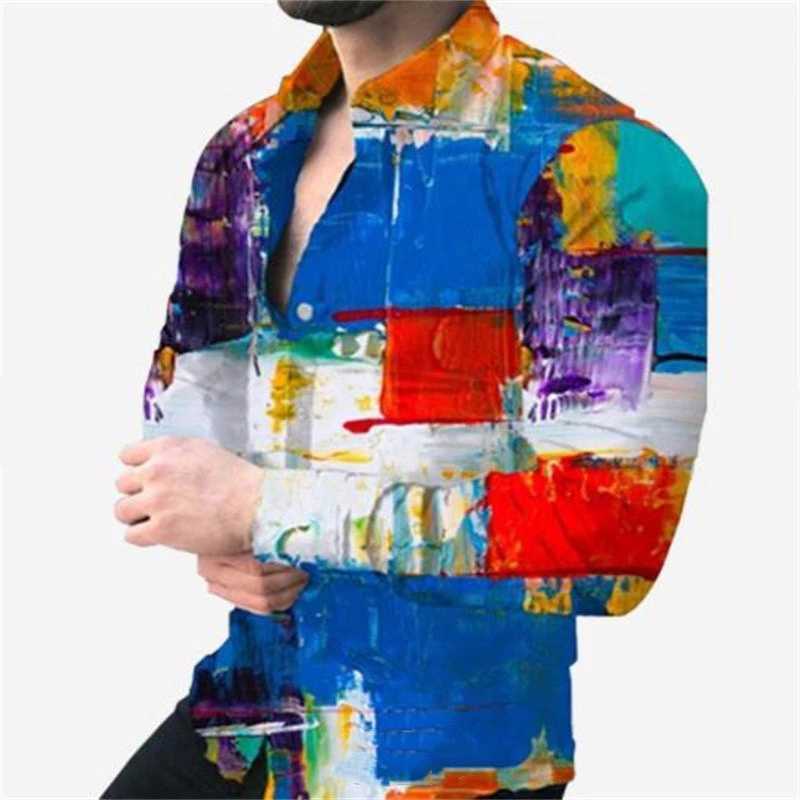 Mens shirt 3D printed shirt outdoor street long sleeved button up clothing oversized fashion clothing fashionXJ250121