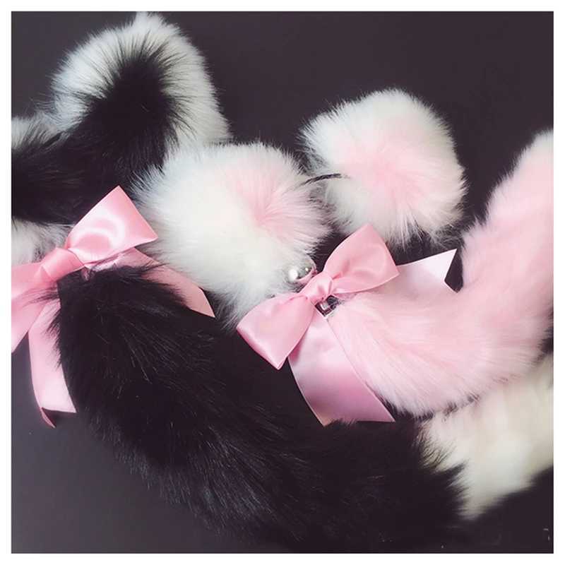 Fox Tail Bow Metal Butt Anal Plug Cute Bow-Knot Soft Cat Ears Headbands Erotic Cosplay Accessories Adult Sex Toys For CouplesXJ250121