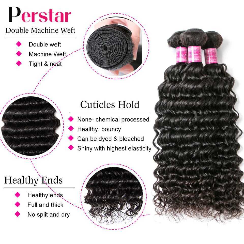 Perstar Brazilian Deep Wave Bundles With Clo Human Hair Weave Bundles With Lace Front Deep Curly Human Hair Extensions RemyXJ250120