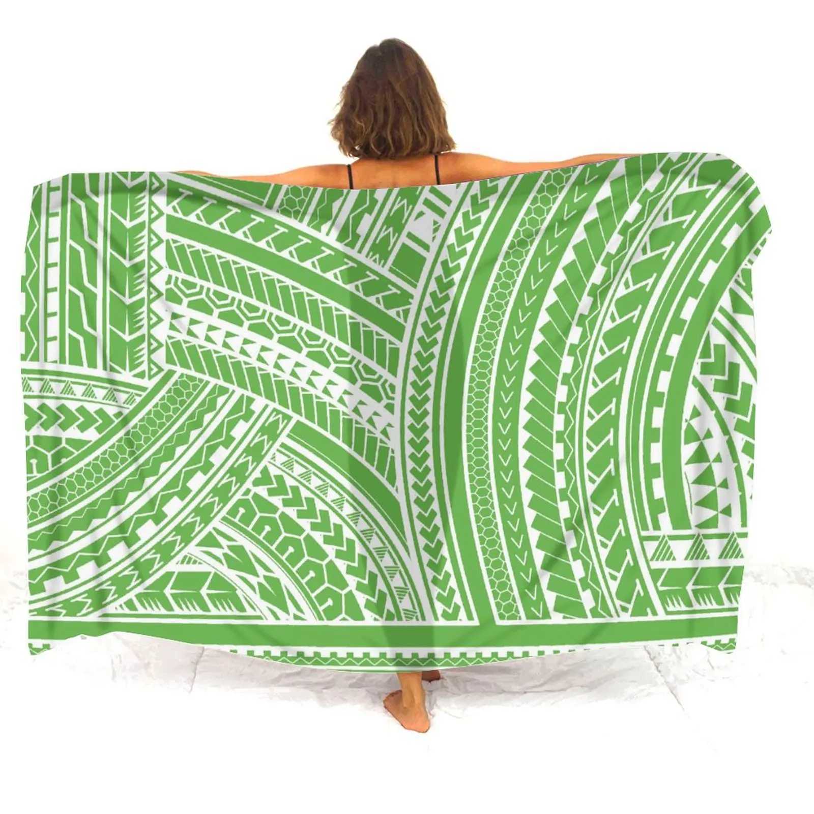 Fiji Samoa Custom Wholesale Ladies Summer Sarong Tribal Peoples Polynesian Vintage Art Print Design Integrated Windproof Ce W250120