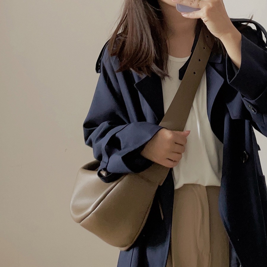 Bag Fashionable Pleated Lazy Crossbody Dumpling Genuine Leather Wide Strap Cloud Underarm 2024 New Single Shoulder Bag For Women