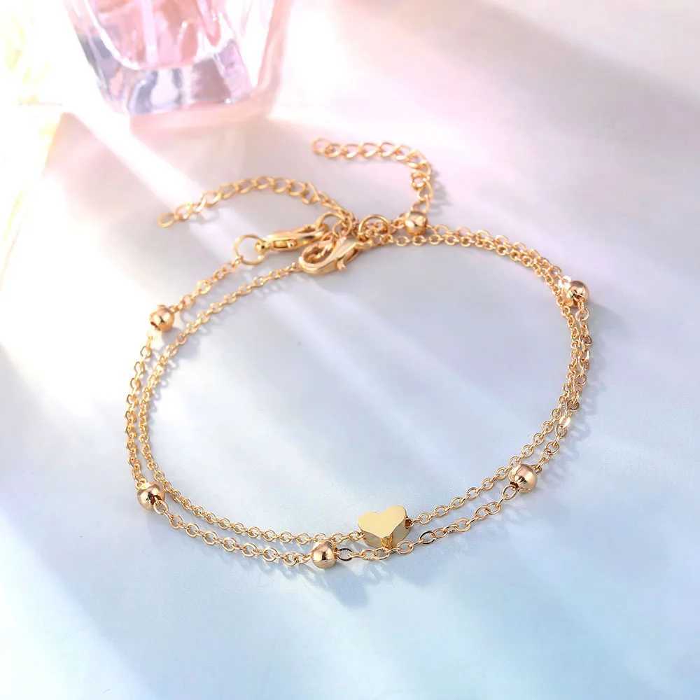 IPARAM Womens Anklet Bohemian Layered Heart Anklet Summer Beach Anklets On Foot Ankle Bracelets For Women Leg ChainXJ250121