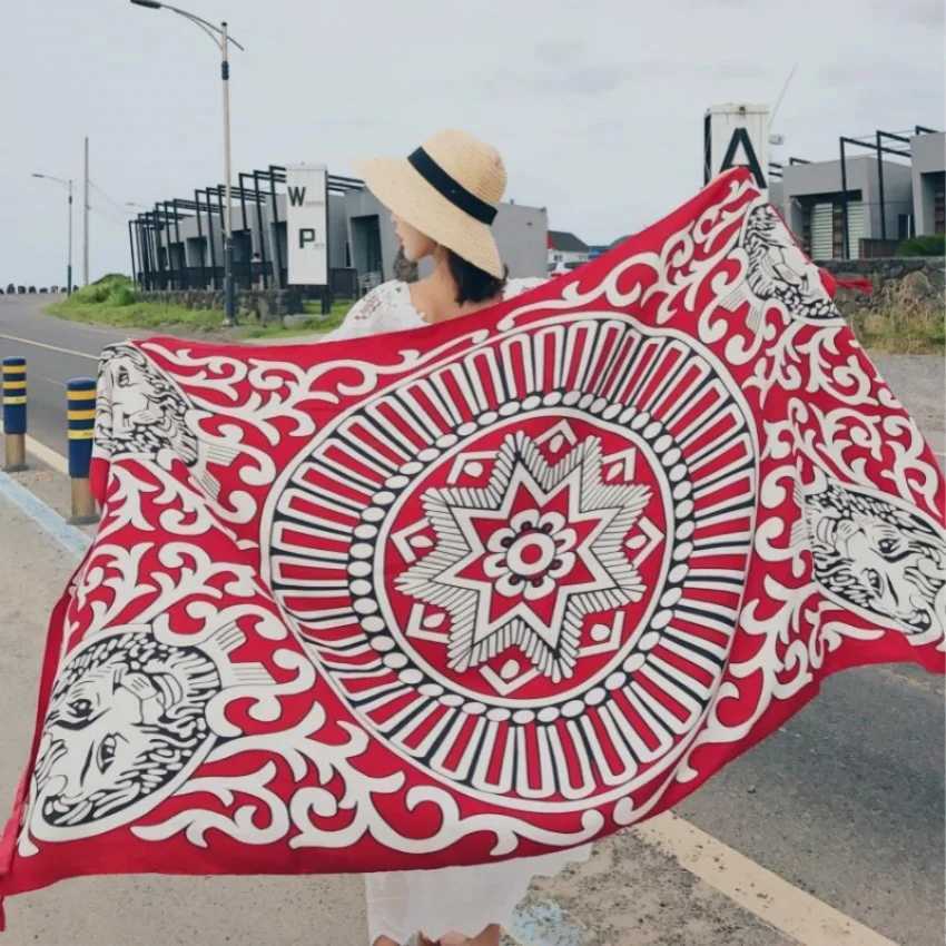 Hot twill cotton Pareo 90x180cm rectangular scarf swimsuit bikini set autumn beach sarong summer sunburn protection set W250120