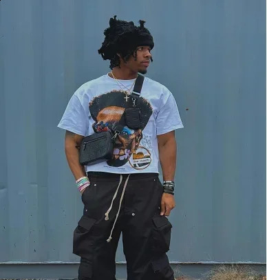 2024 Gothic Bonce Pattern Print Loose T-Shirt Oversized Hip-Hop Aesthetic Cotton Men Women Short Sleeve Harajuku Streetwear Tops 250109