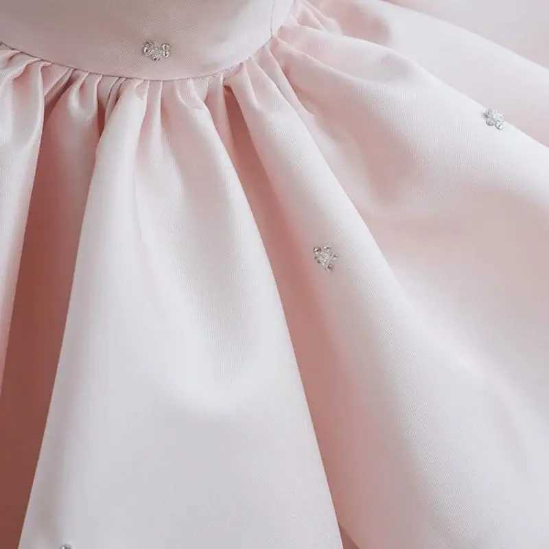 Baby Girls First Birthday Party Pink Dresses For Children Princess Ball Gown Infant Big Bow Dress Toddler Girl Baptism Dresses X250203