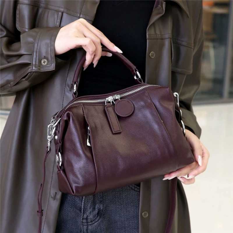 Burminsa Cowhide Genuine Leather Pillow Shoulder Bags For Women 2025 Trend Designer Crossbody Purse Sahel Tote Ladies HandbagsXJ250121
