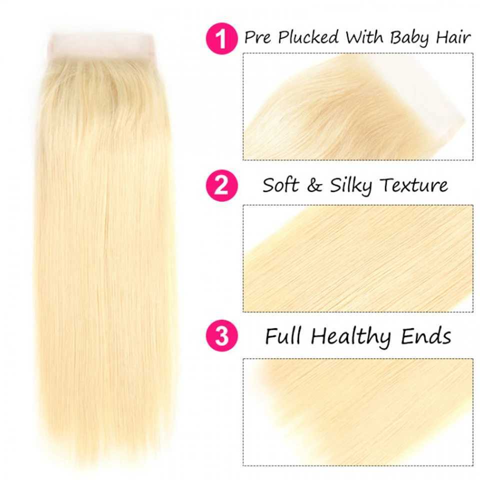 613 Blonde Straight 4x4 Top Lace Clo Straight Human Hair Clo Brazilian Straight Lace Clo Straight Lace CloXJ250120