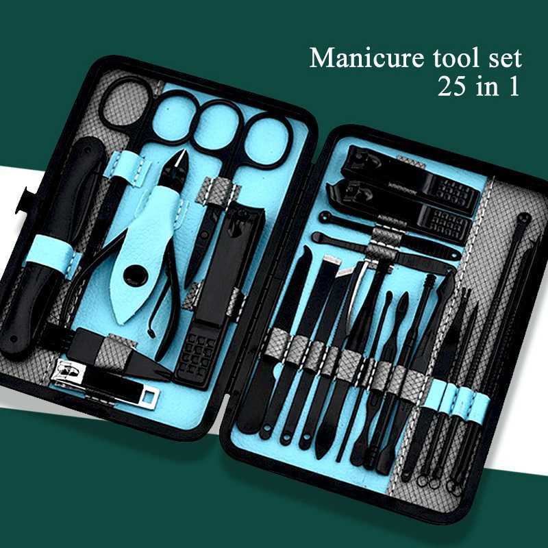 Manicure Set 10/15/25 pcs Full Function Set Professional Stainless Steel Pedicure Sets Nail Clipper With Portable Case Idea GiftXJ250121