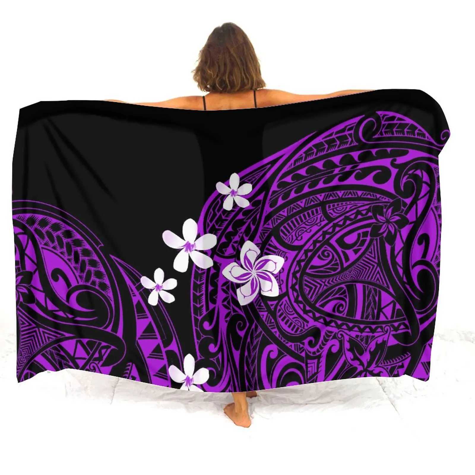 Polynesian Tribal Peoples Printed Scarf Sarong Retro Design Large Size Ladies Custom Beach Coat Smock Summer W250120