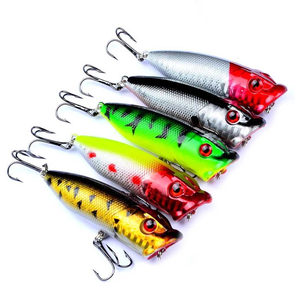 Sea Fishing Popper Hard Bait Wobbler Fishing Lure 73mm 11g 6# Hook Artificial Floating Trailer Ocean Fishing Bionic Carp TackleXJ250122