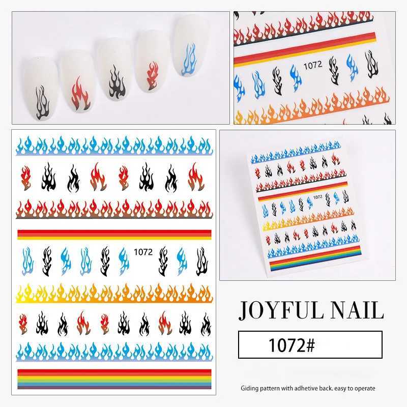 Nail sticker Flame Fire Torch Light 12 Style High Quality 3D Engraved Nail Stickers Art Decorations Nail Decals Design KoreaXJ250120