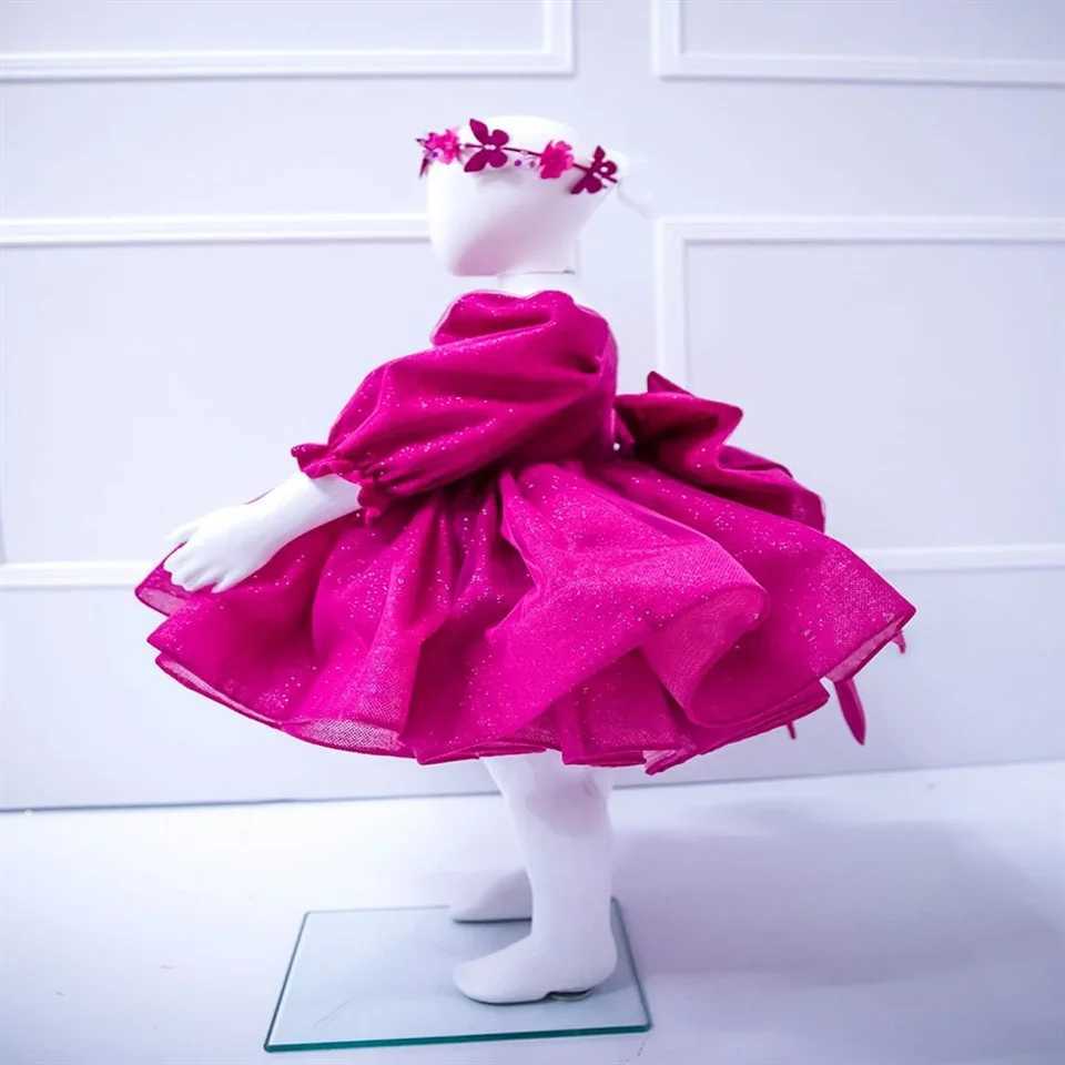Fuchsia Birthday Baptism Flower Girl Dress Tutu Sparkling Prom Princess Wedding Gown Special Occasion Child Baby Dress X250203